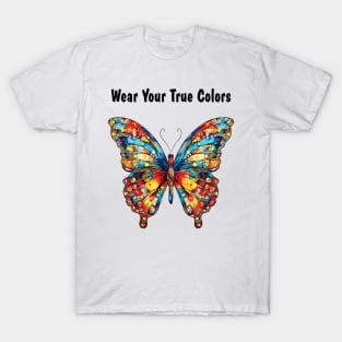 Wear Your True Colors Butterfly Watercolor AI Digital Art T-Shirt